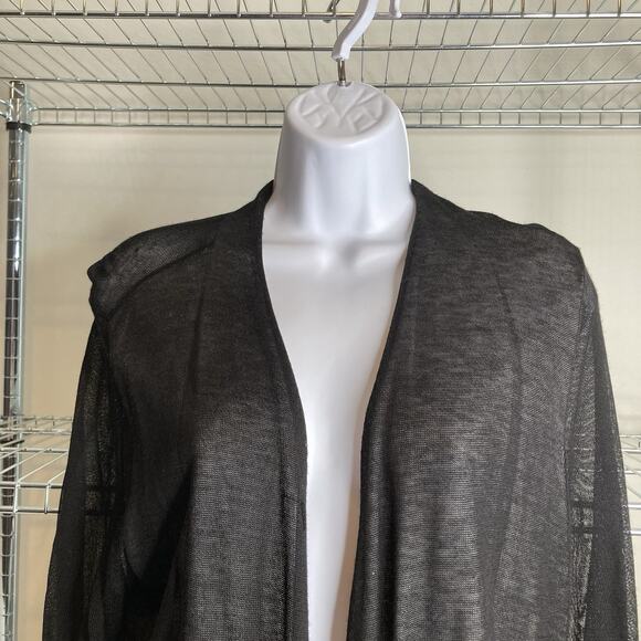 Chico's Women's Black White Sheer Open Tunic Cardigan Size 2 Large Lagenlook‎ - Picture 8 of 11